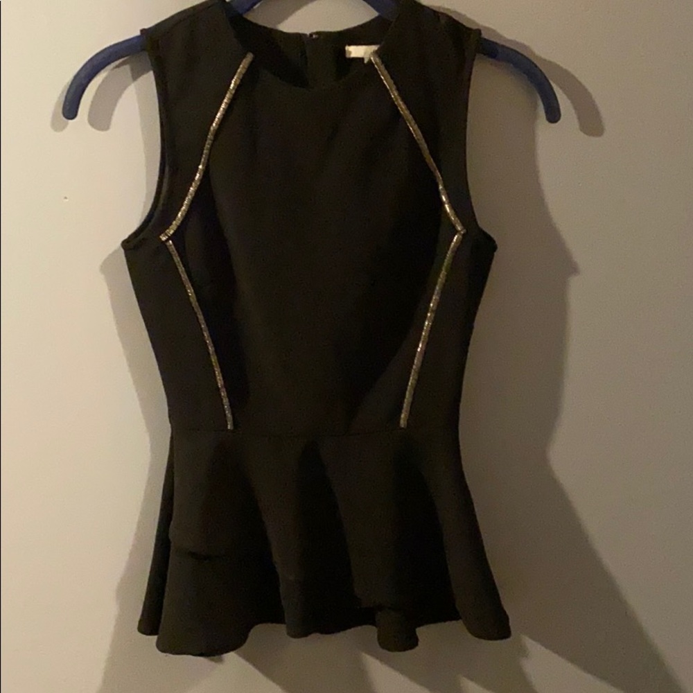 Black w/ silver detail-peplum blouse
